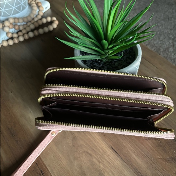 Pink and Brown Zip-Around Wallet - Picture 1 of 5